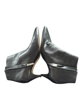 Sam Edelman Kinzey Black Leather Pointed Toe Ankle Booties with Side Zipper
